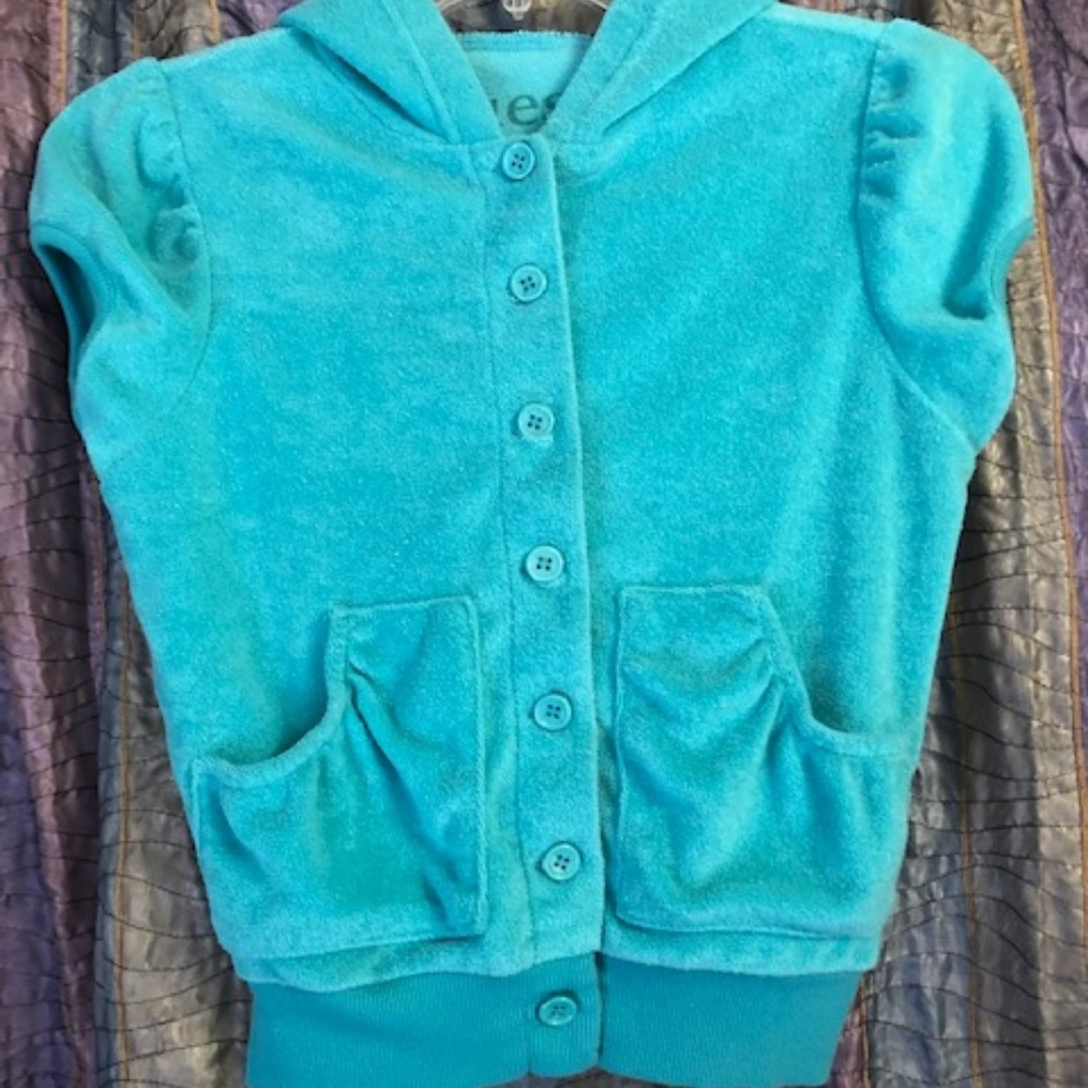 Guess Turquoise Terry Cloth Buttoned Down